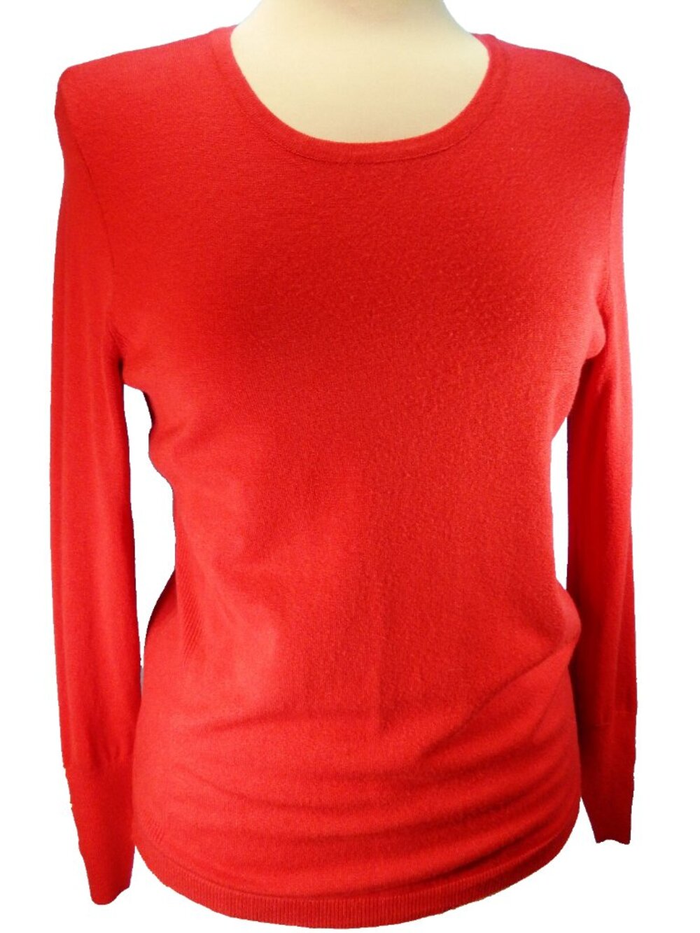 JM Collection Womens Red Long Sleeve 3-Button Cuff Crew Neck Sweater Small EUC
